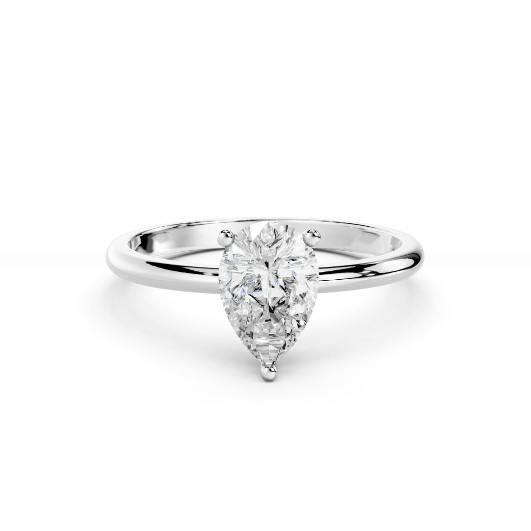 1 Carat Pear Diamond Engagement Ring  18K White Gold
