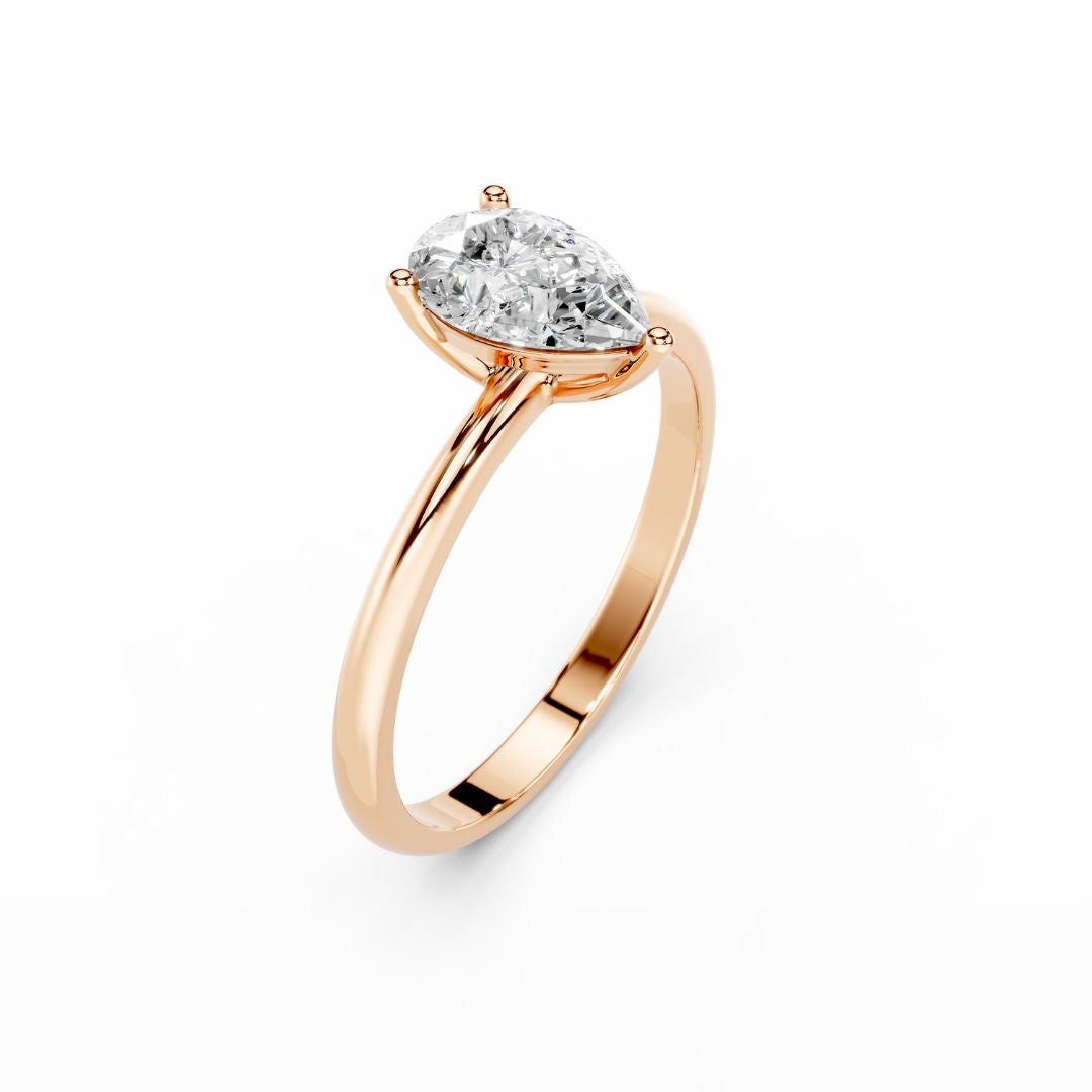 1 Carat Pear Lab Grown Diamond Engagement Ring  18K Rose Gold