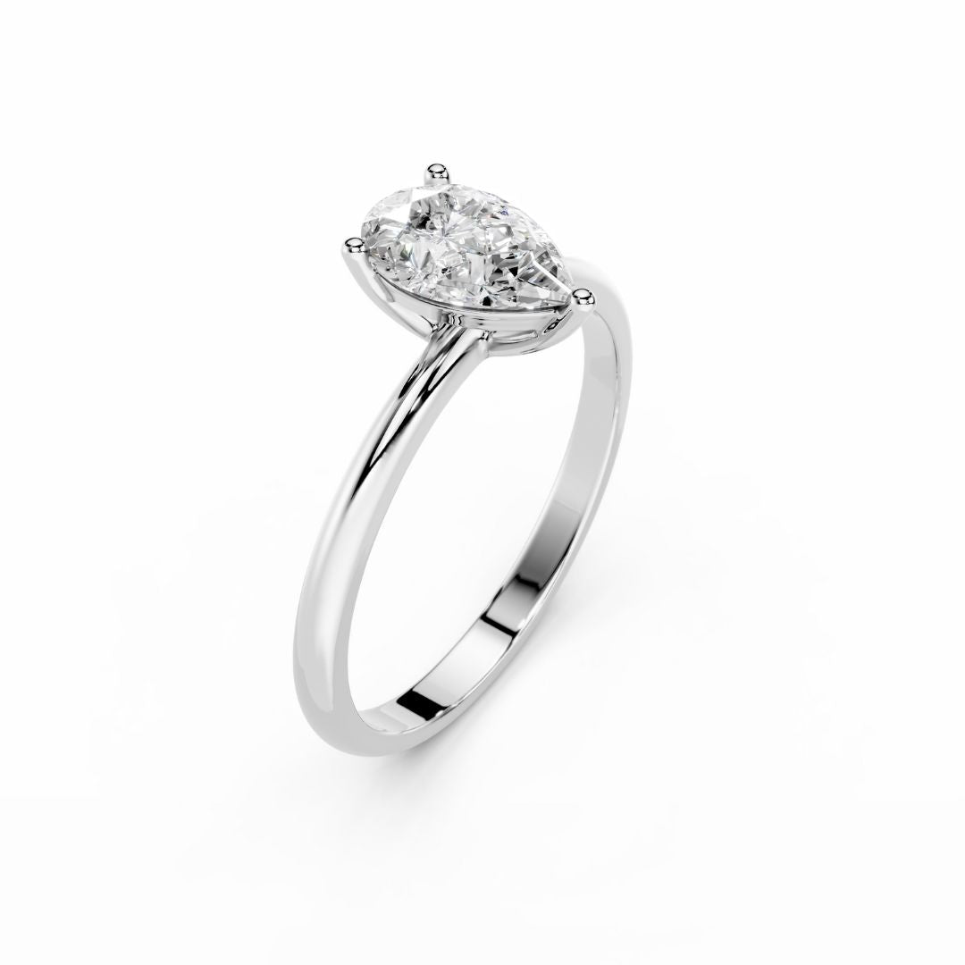 1 Carat Pear Lab Grown Diamond Engagement Ring  18K White Gold