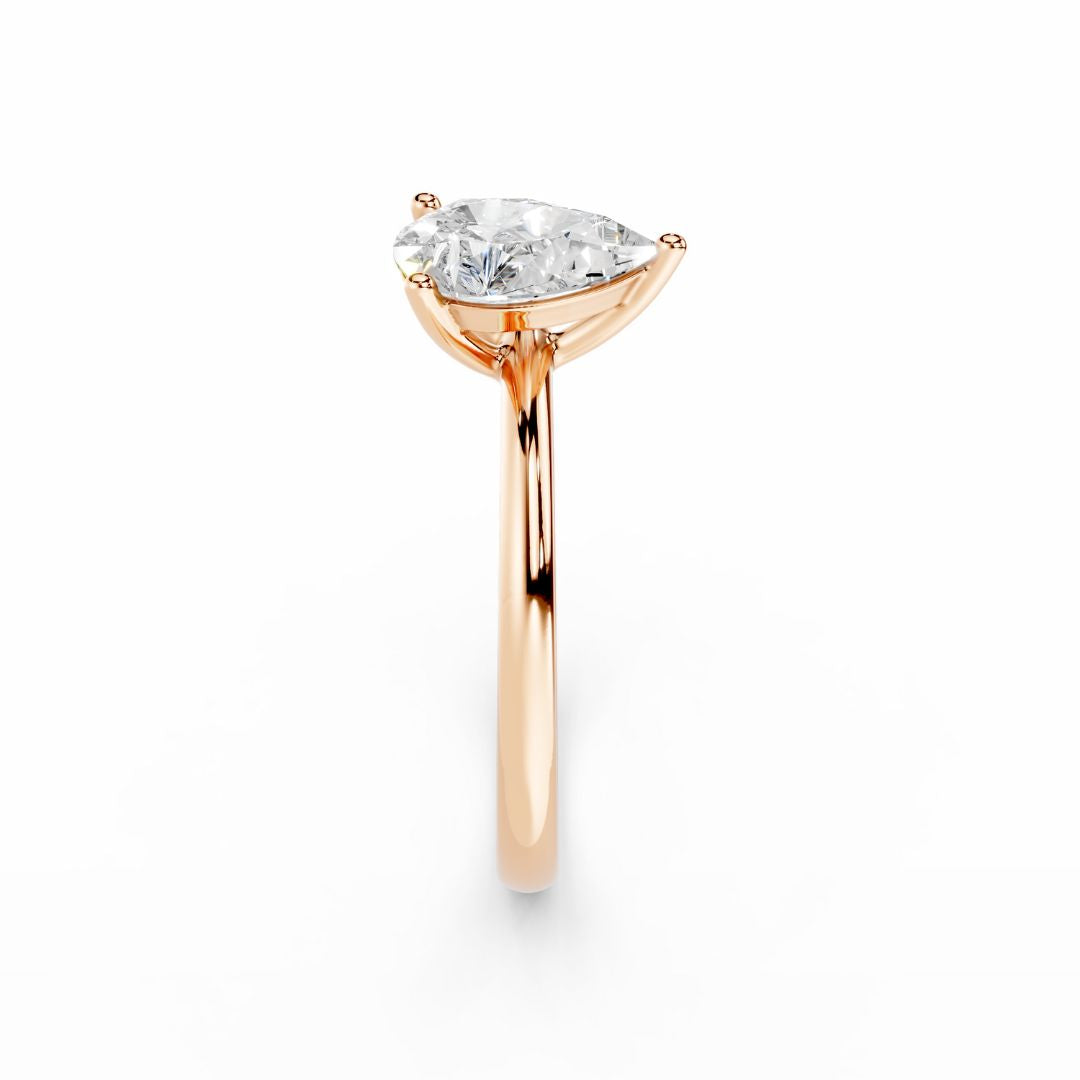 1 Carat Pear Lab Grown Diamond Engagement Rose Gold Ring Dubai
