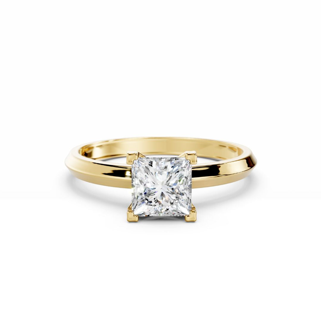 1 Carat Princess Cut Engagement Ring 18K Gold 