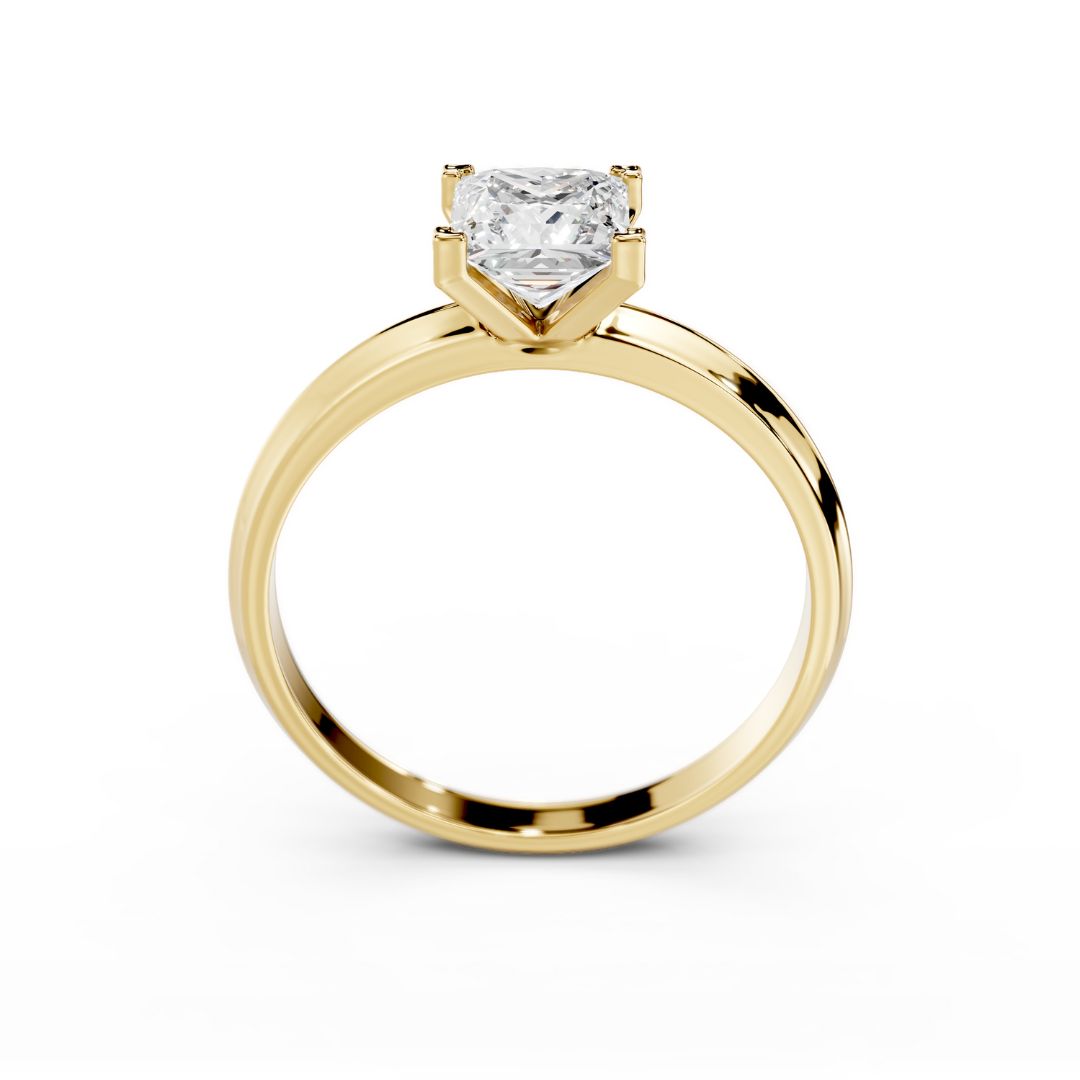 1 Carat Princess Cut Engagement Ring 18K Yellow  Gold 