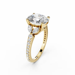 2.5 Carat Oval Diamond Engagement Ring With Side Marquise Diamonds