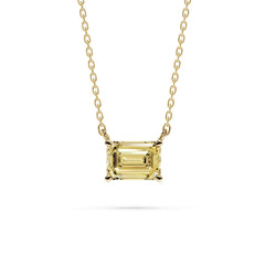 18K Gold Emerald Cut Yellow Diamond Solitaire Necklace - 1 Carat