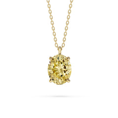 18K Gold Oval Cut Yellow Diamond Solitaire Necklace - 1 Carat