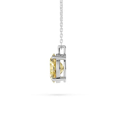 18K Gold Oval Cut Yellow Diamond Solitaire Necklace - 1 Carat