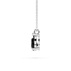18K Gold Pear Cut Black Diamond Solitaire Necklace - 1 Carat