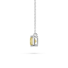 18K Gold Emerald Cut Yellow Diamond Solitaire Necklace - 1 Carat