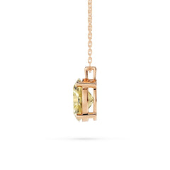 18K Gold Oval Cut Yellow Diamond Solitaire Necklace - 1 Carat