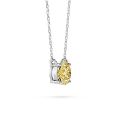 18K Gold Round Yellow Diamond Solitaire Necklace - 1 Carat