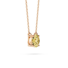 18K Gold Round Yellow Diamond Solitaire Necklace - 1 Carat