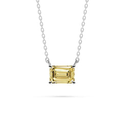 18K Gold Emerald Cut Yellow Diamond Solitaire Necklace - 1 Carat