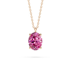 18K Gold Oval Cut Pink Diamond Solitaire Necklace - 1 Carat