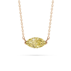 18K Gold Marquise Yellow Diamond Solitaire Necklace - 1 Carat