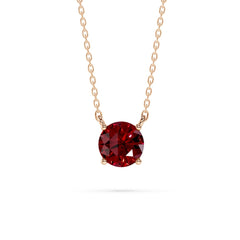 18K Gold Round Ruby Solitaire Necklace - 1 Carat