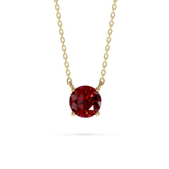 18K Gold Round Ruby Solitaire Necklace - 1 Carat