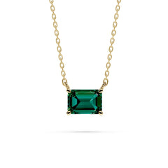 18K Gold Emerald Solitaire Necklace - 1 Carat
