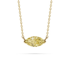 18K Gold Marquise Yellow Diamond Solitaire Necklace - 1 Carat
