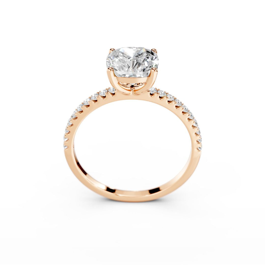 2 Carat Cushion Diamond Ring With Diamond Band Dubai Rose Gold