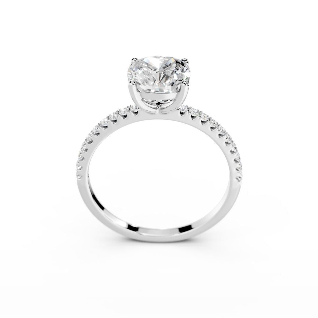 2 Carat Cushion Diamond Ring With Diamond Band Dubai White Gold