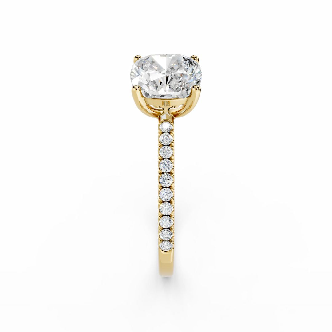 2 Carat Cushion Lab Grown Diamond Ring With Diamond Band Dubai Gold