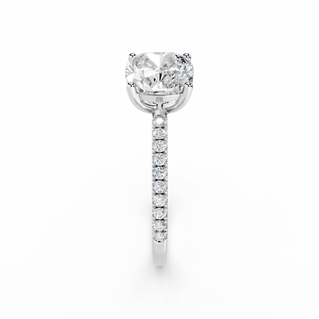 2 Carat Cushion Lab Grown Diamond Ring With Diamond Band Dubai White Gold
