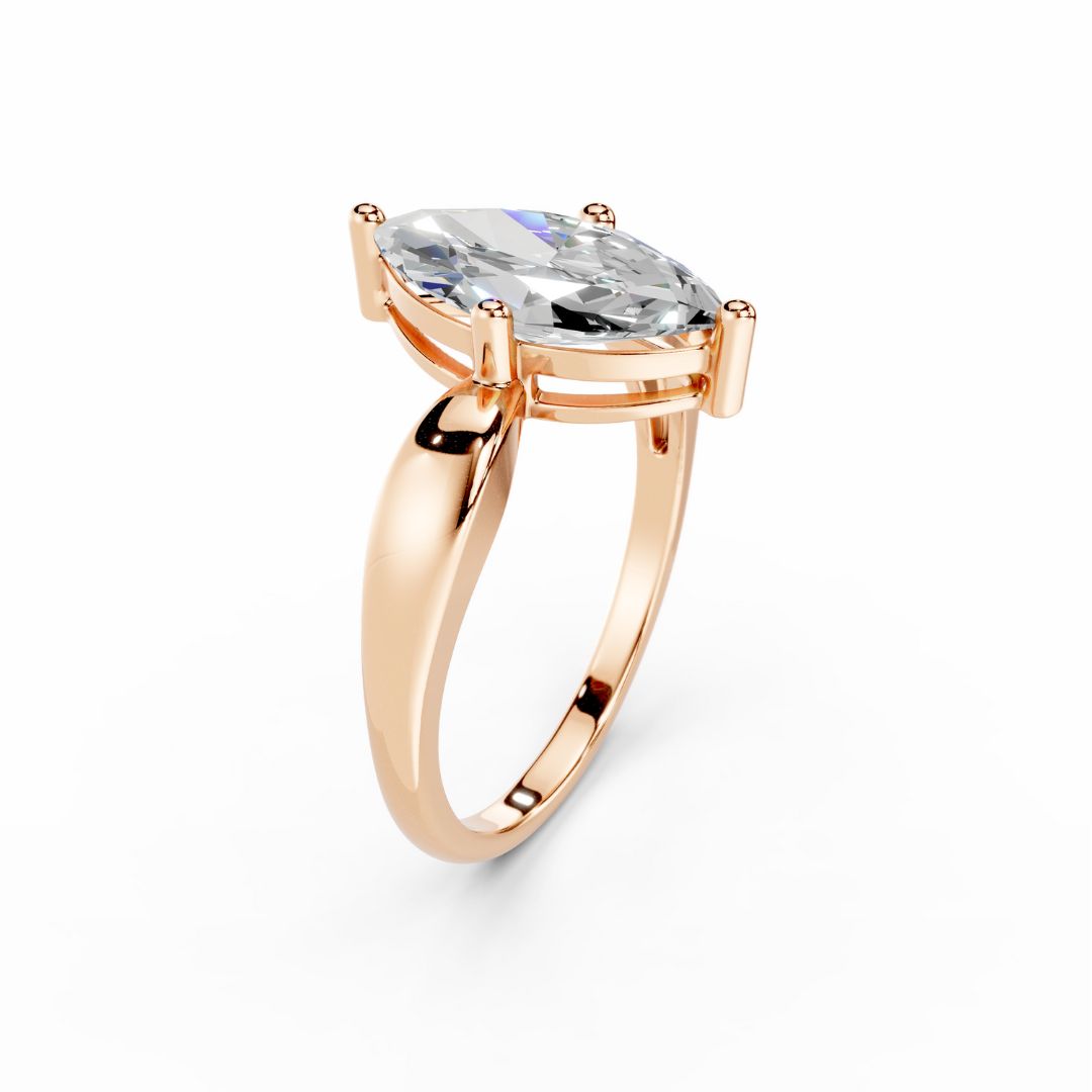 2 Carat Marquise Lab Grown Diamond Engagement Ring 18K Rose Gold