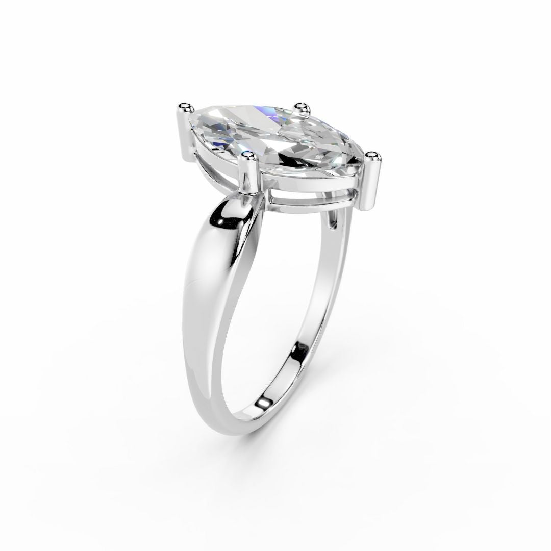 2 Carat Marquise Lab Grown Diamond Engagement Ring 18K White Gold
