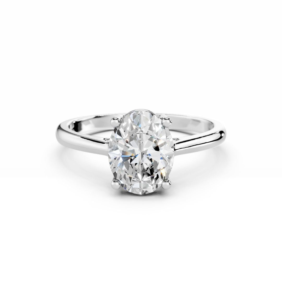 2 Carat Oval Cut Diamond Engagement Ring 18K White Gold