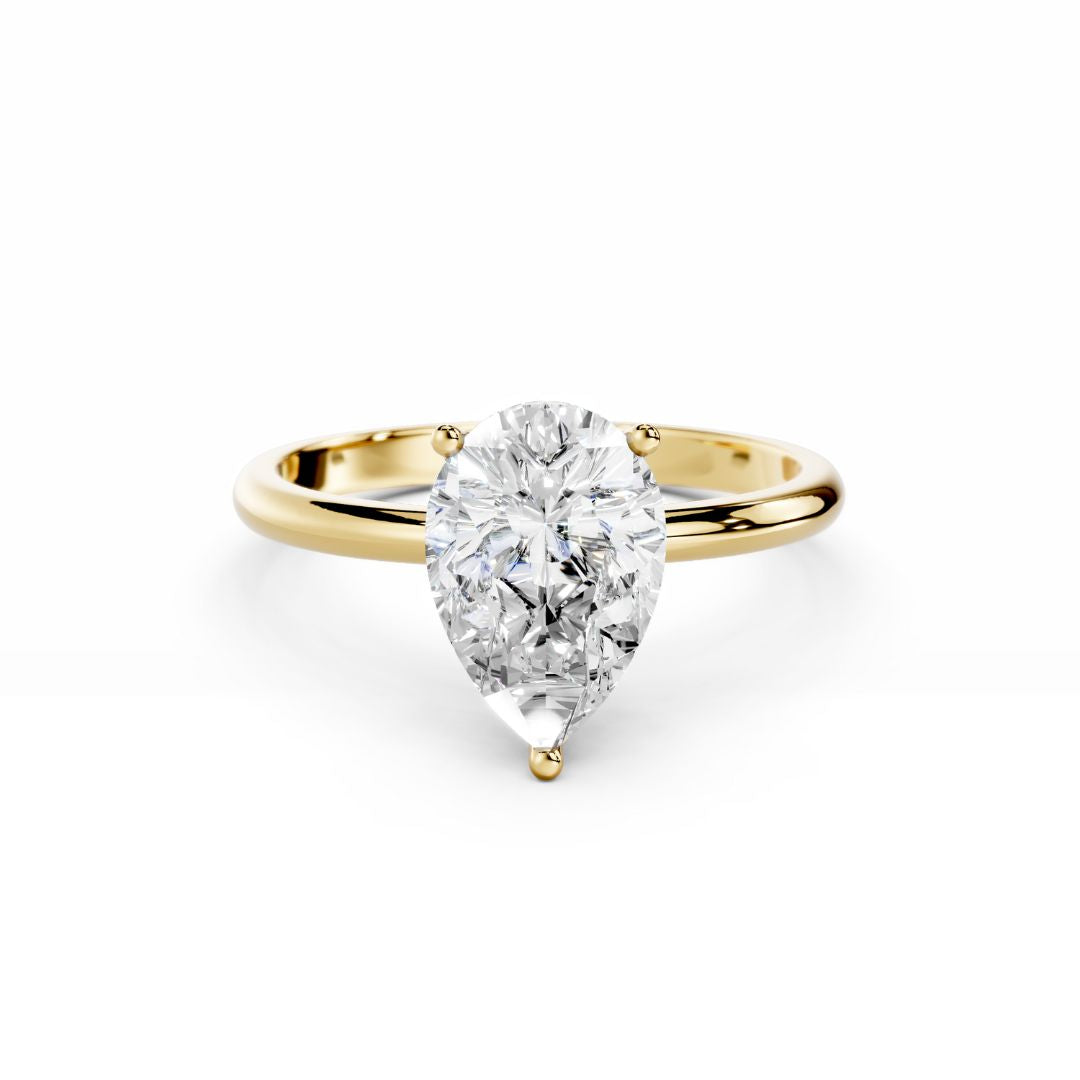 2 Carat Pear Diamond Engagement Ring  18K Gold 