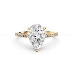 2 Carat Pear Diamond Engagement ring With Diamond Band 18k Gold 