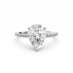 2 Carat Pear Diamond Engagement ring With Diamond Band 18k White Gold 