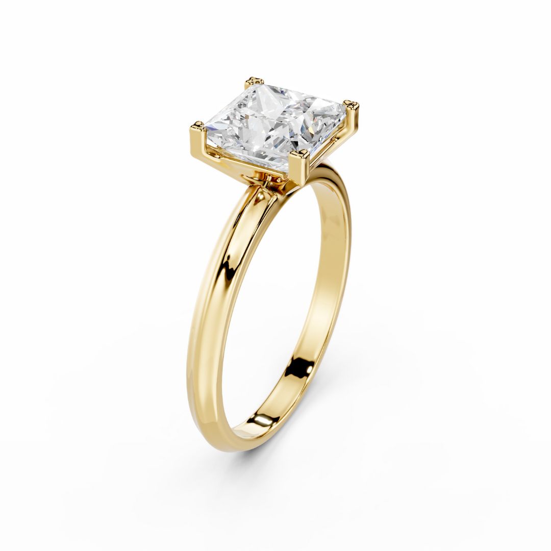 2 Carat Princess Cut Diamond  Engagement Ring 18K Gold 