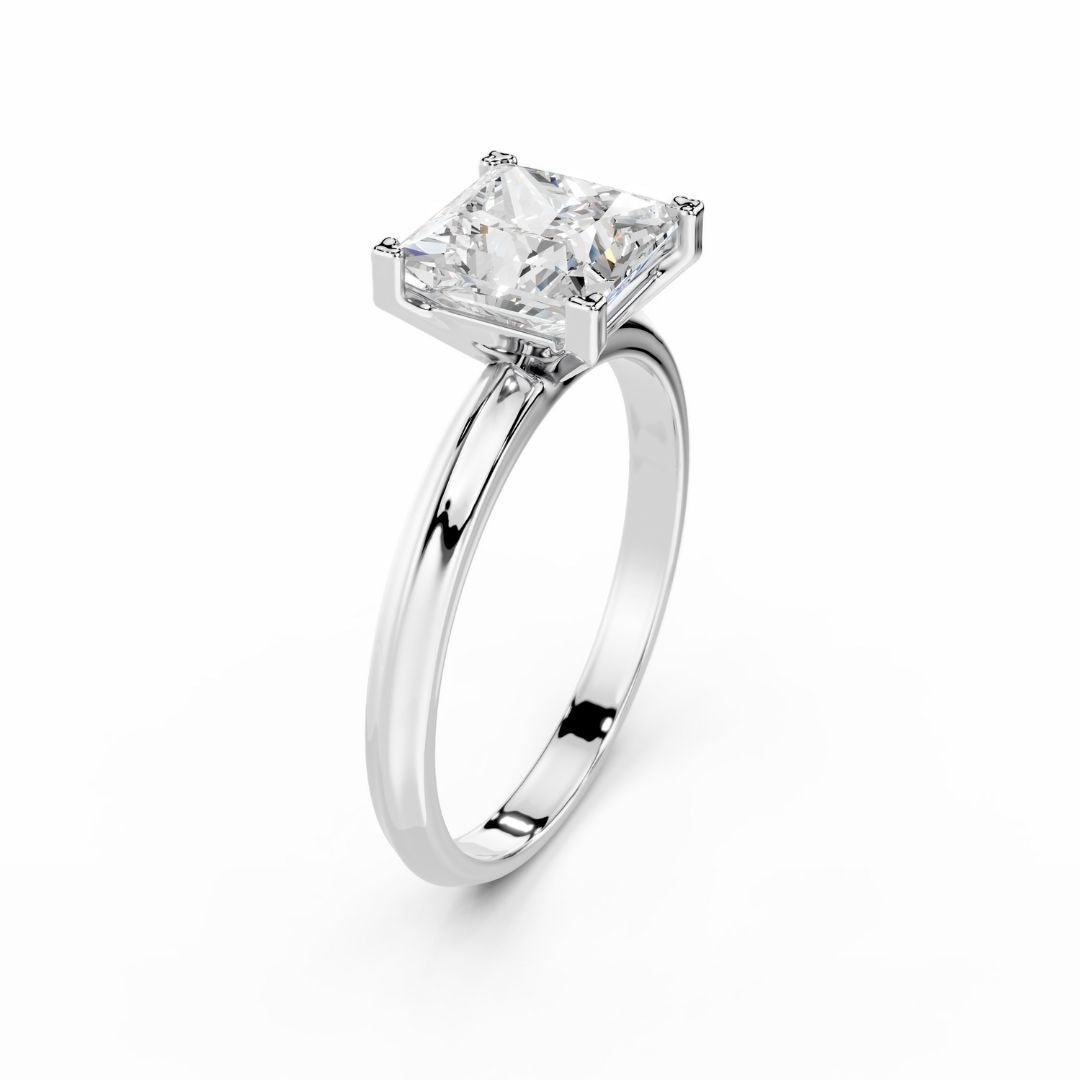 2 Carat Princess Cut Diamond  Engagement Ring 18K White 