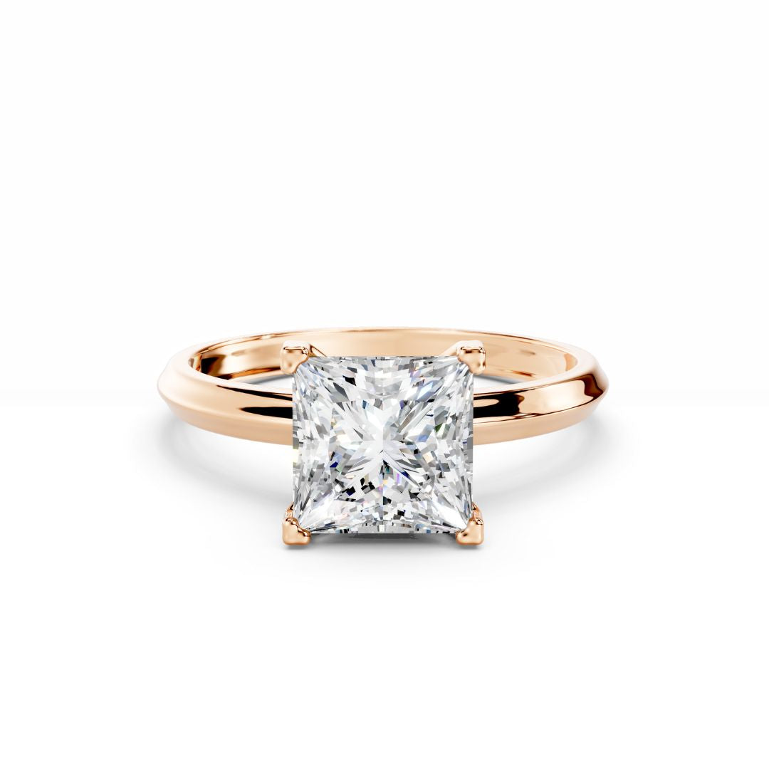 2 Carat Princess Cut Engagement Ring 18K Rose Gold 