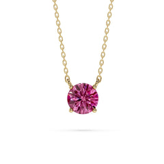 18K Gold Round Pink Diamond Solitaire Necklace - 1 Carat