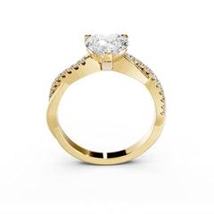 2 Carat Diamond Pear Engagement Ring With Spiral Band