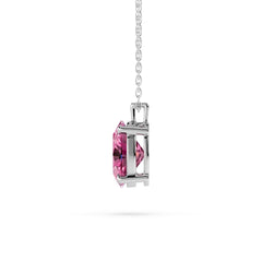 18K Gold Oval Cut Pink Diamond Solitaire Necklace - 1 Carat