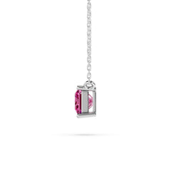 18K Gold Princess Cut Pink Diamond Solitaire Necklace - 1 Carat