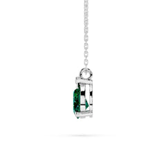 18K Gold Pear Cut Emerald Solitaire Necklace - 1 Carat