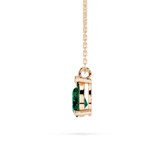 18K Gold Pear Cut Emerald Solitaire Necklace - 1 Carat