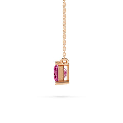 18K Gold Princess Cut Pink Diamond Solitaire Necklace - 1 Carat