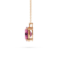 18K Gold Oval Cut Pink Diamond Solitaire Necklace - 1 Carat