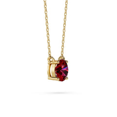 18K Gold Round Ruby Solitaire Necklace - 1 Carat