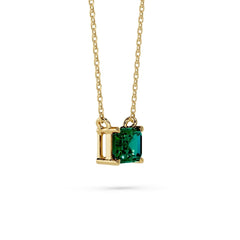 18K Gold Emerald Solitaire Necklace - 1 Carat