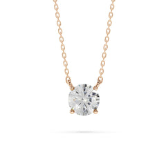 18K Gold Round Diamond Solitaire Necklace - 1 Carat