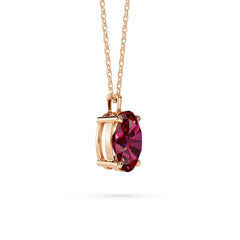 18K Gold Oval Cut Ruby Solitaire Necklace - 1 Carat