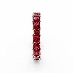 Princess Cut Ruby Eternity Ring - Round Ruby 3MM -