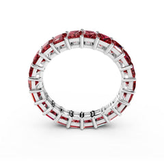 Princess Cut Ruby Eternity Ring - Round Ruby 3MM -