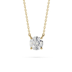 18K Gold Round Diamond Solitaire Necklace - 1 Carat